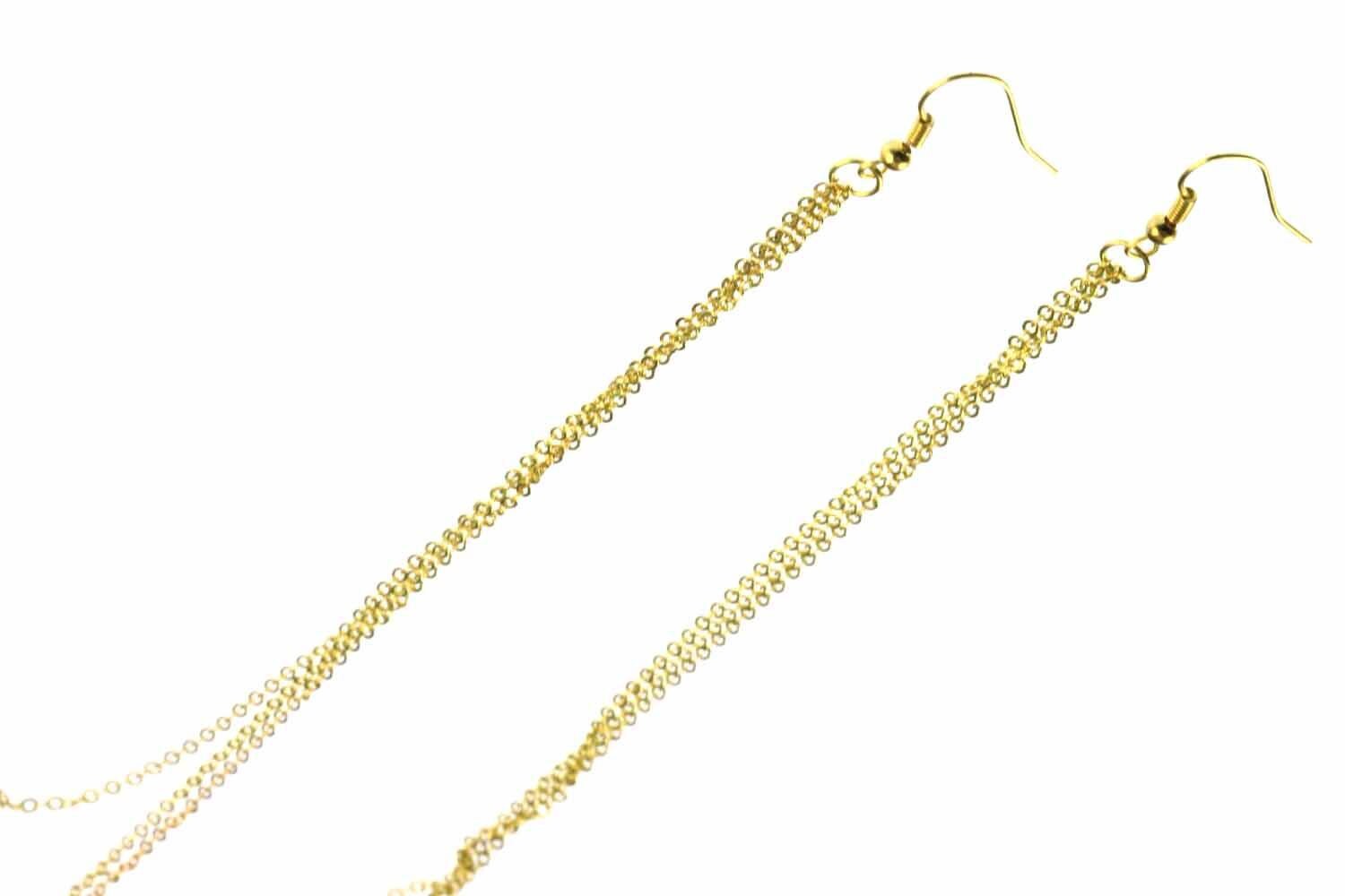 Goldkettchen Ohrringe Kettchen Miniblings Goldketten Disko Golden 20cm Dangle von Miniblings