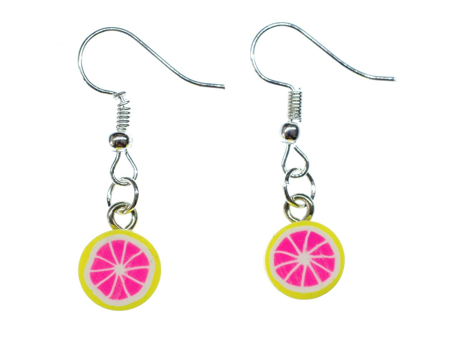 Grapefruit Ohrringe Miniblings Hänger Frucht Orange Zitrone Scheibe Pink Gelb von Miniblings