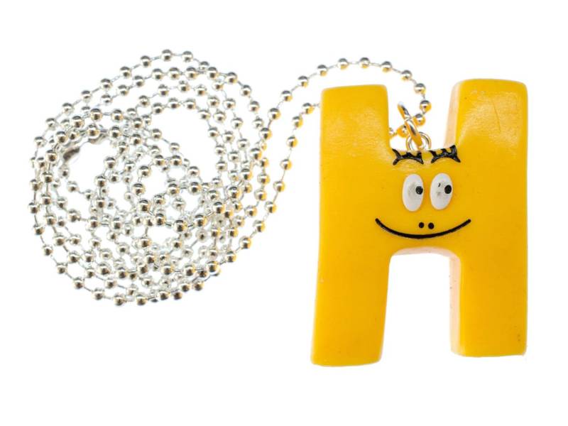 H Barbapapa Kette 80cm Miniblings Anhänger Buchstabe Initiale Abc Barbamama Gelb von Miniblings