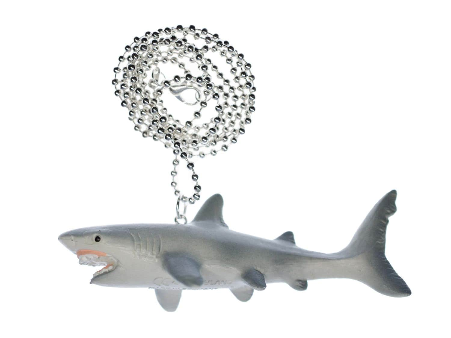 Hai Kette Halskette Miniblings 80cm Silber Meerestier Haifisch Weißer Grau von Miniblings