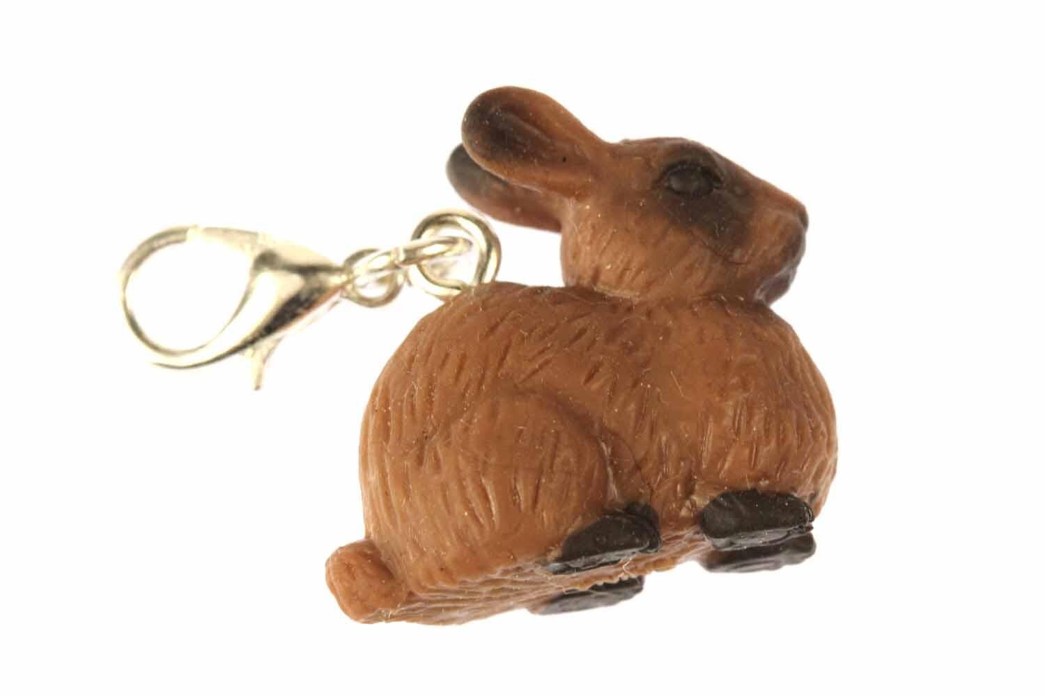 Hase Hasen Charm Anhänger Bettelarmband Miniblings Kaninchen Osterhase Braun von Miniblings