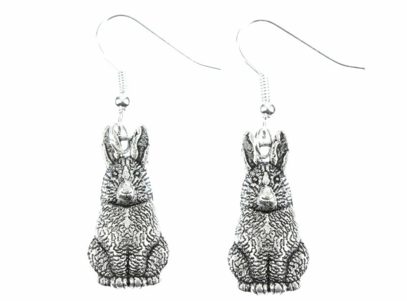 Hase Ohrringe Hasenohrringe Miniblings Häschen Hasen Kaninchen Osterhase Silber von Miniblings