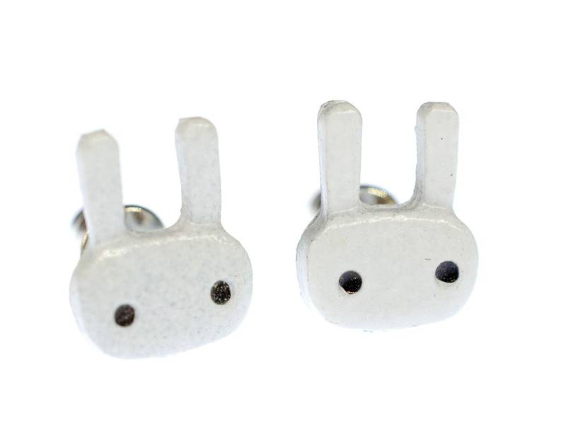 Hase Ohrstecker Miniblings Stecker Häschen Kaninchen Kind Manga Osterhase Weiß von Miniblings