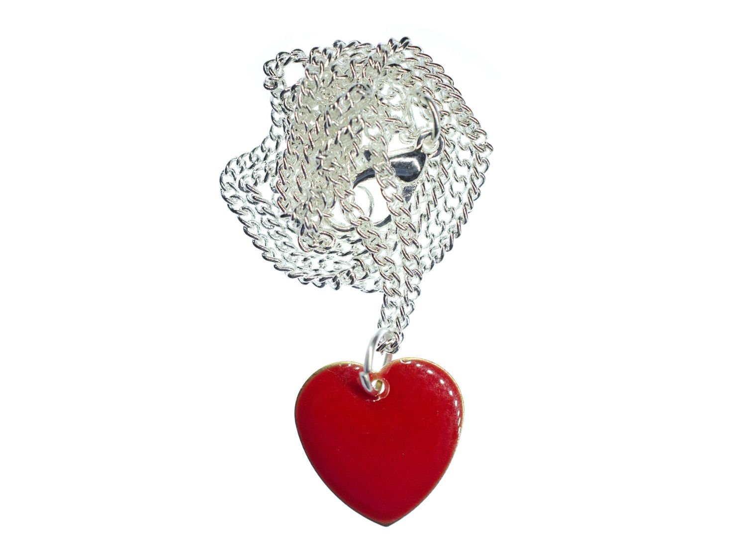 Herz Kette Halskette Miniblings Herzkette Valentinstag Liebe Emailliert Rot 45cm von Miniblings