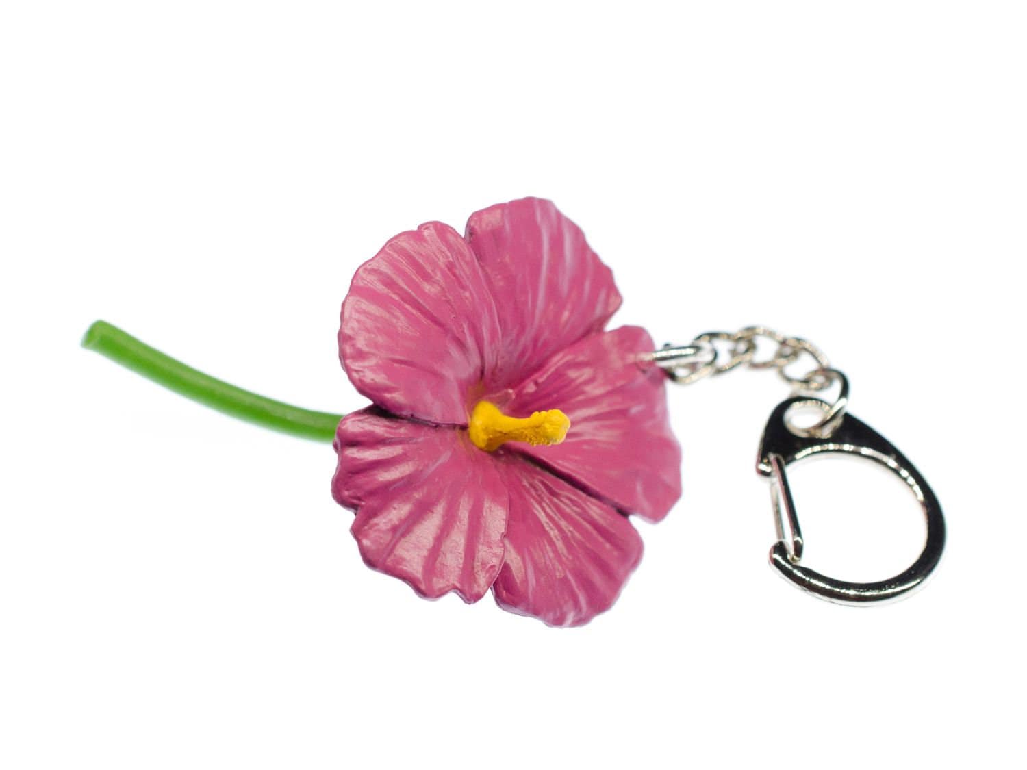 Hibiskus Schlüsselanhänger Miniblings Blume Garten Blumen Hartgummi Rosa Eibisch von Miniblings