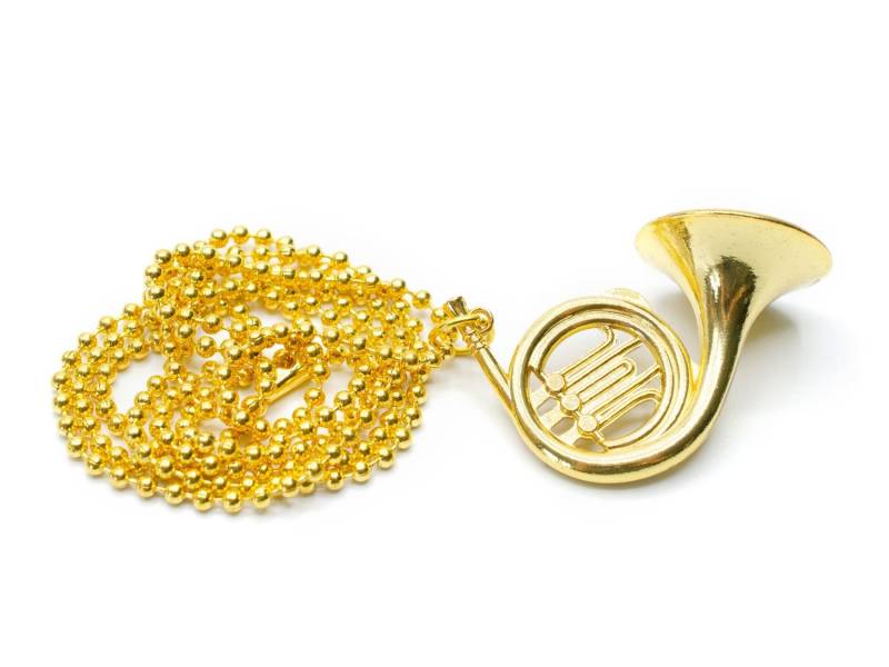 Horn Kette Miniblings Anhänger Halskette Kugel 80cm Musik Instrument Fun Pappbox von Miniblings