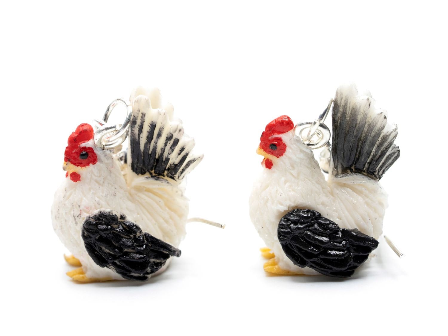 Huhn Ohrringe Hühner Miniblings Henne Bauernhof Ostern Ei Gockel Ohrhänger Weiß-Schwarz von Miniblings