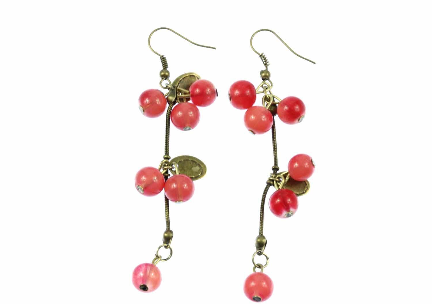 Johannisbeeren Beeren Ohrringe Traube Mit Blättern Beere Miniblings Rot Bronze von Miniblings