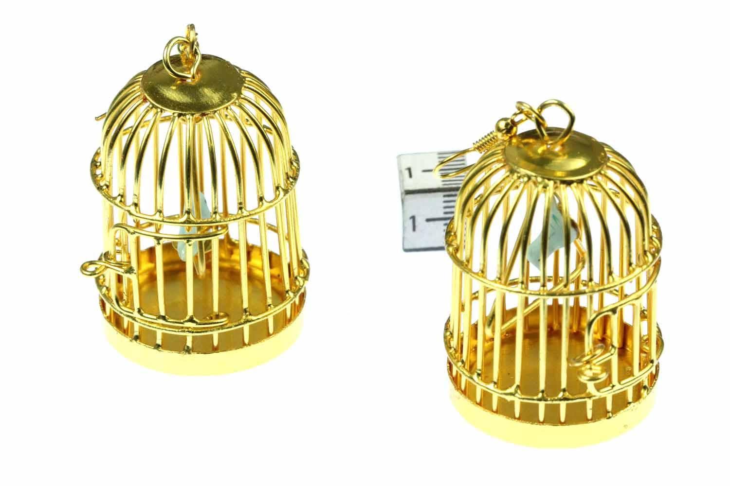 Käfigohrringe Ohrringe Käfig Vogelkäfig Voliere Vogel 40mm Miniblings Golden von Miniblings