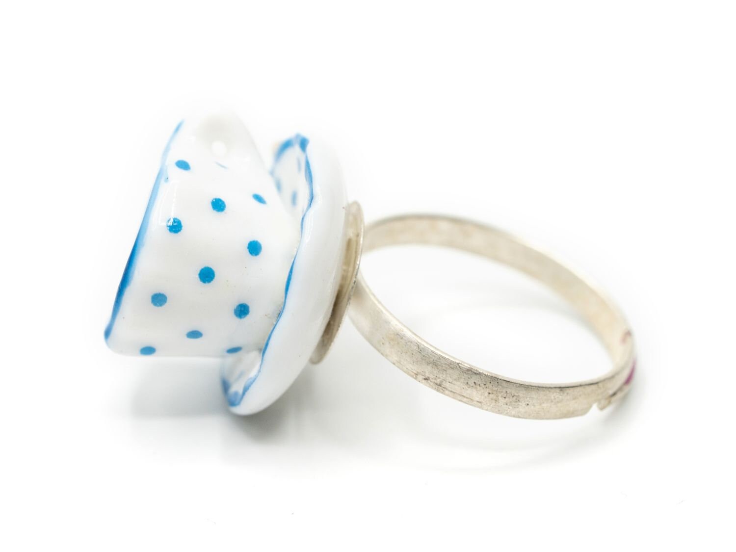 Kaffeetassenring Ring Tasse Miniblings Fingerring Tassenring Kaffee Blaue Punkte von Miniblings