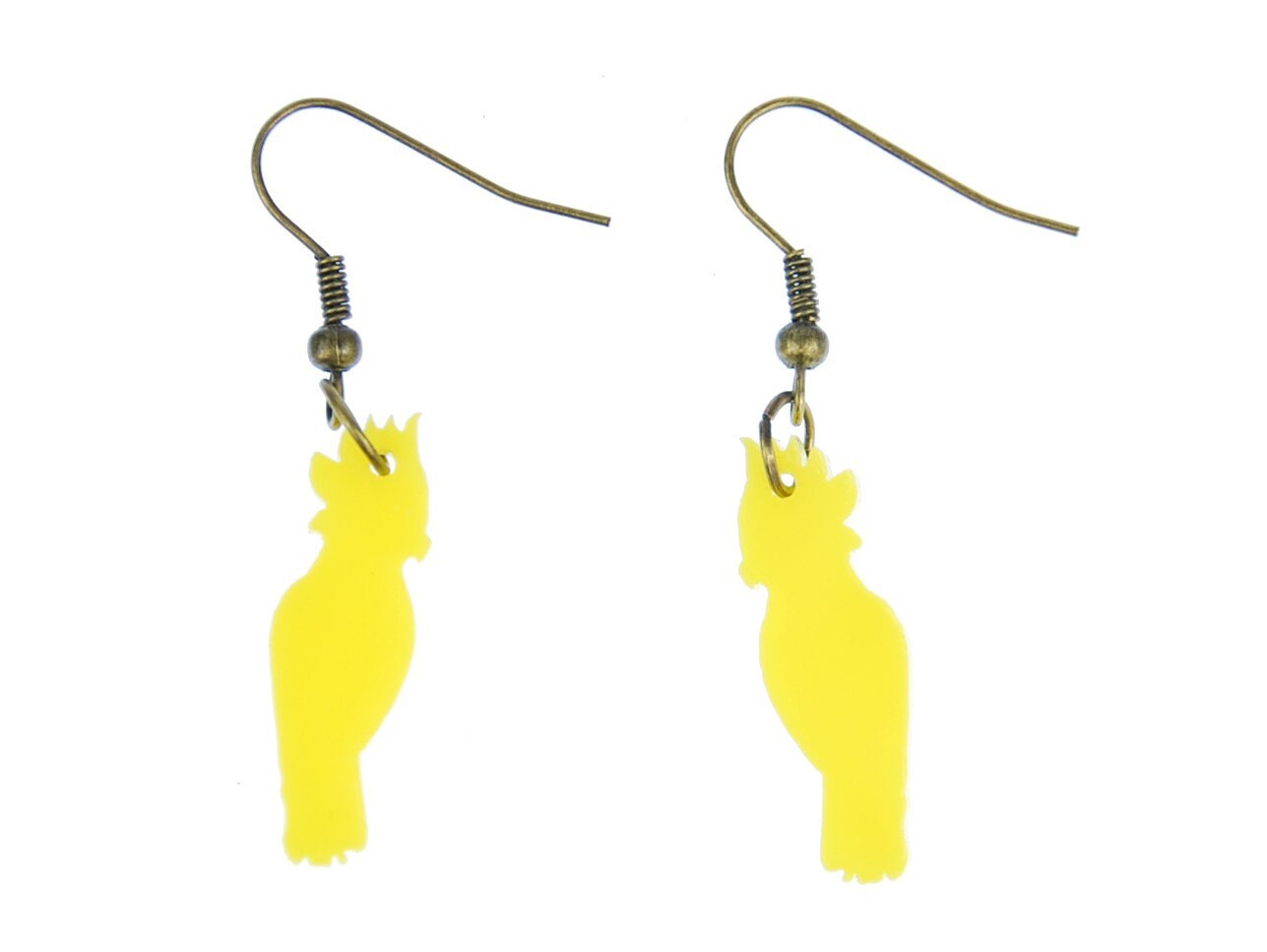 Kakadu Acrylglas Gelasert Ohrringe Miniblings Hänger Papagei Gelb von Miniblings