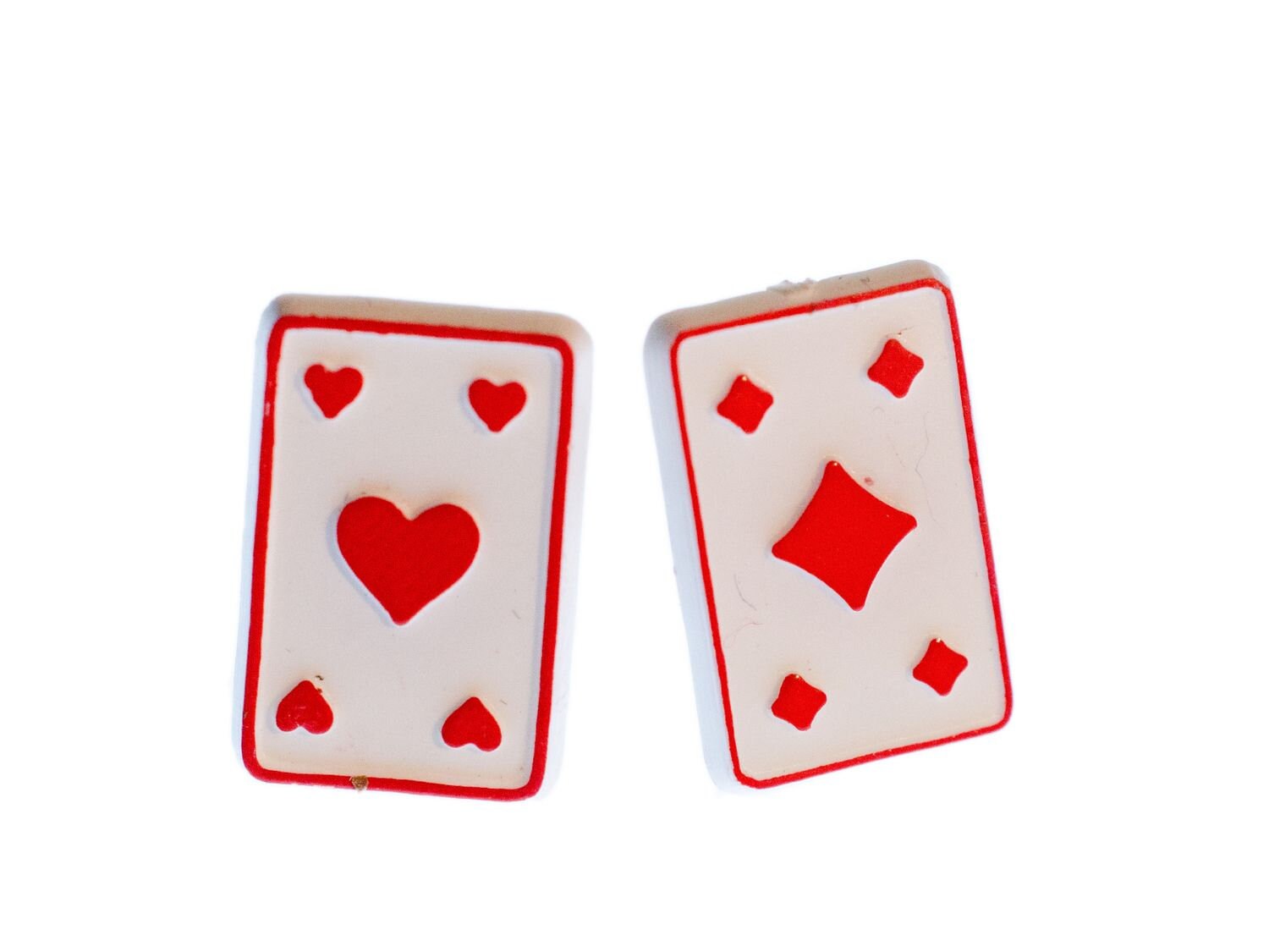 Karten Stecker Miniblings Ohrstecker Ohrringe Skat Poker Pokern Spielkarten Rot von Miniblings