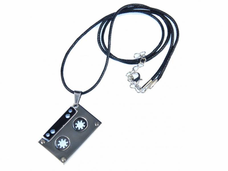 Kassette Musik Kette Halskette Miniblings Textilband Tape Band Dj Mc Silber von Miniblings