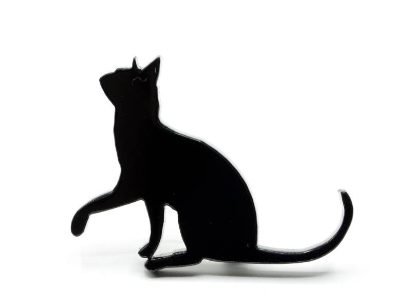 Katze Brosche Miniblings Anstecknadel Pin Acrylglas Acryl Tier Sitzend Schwarz von Miniblings