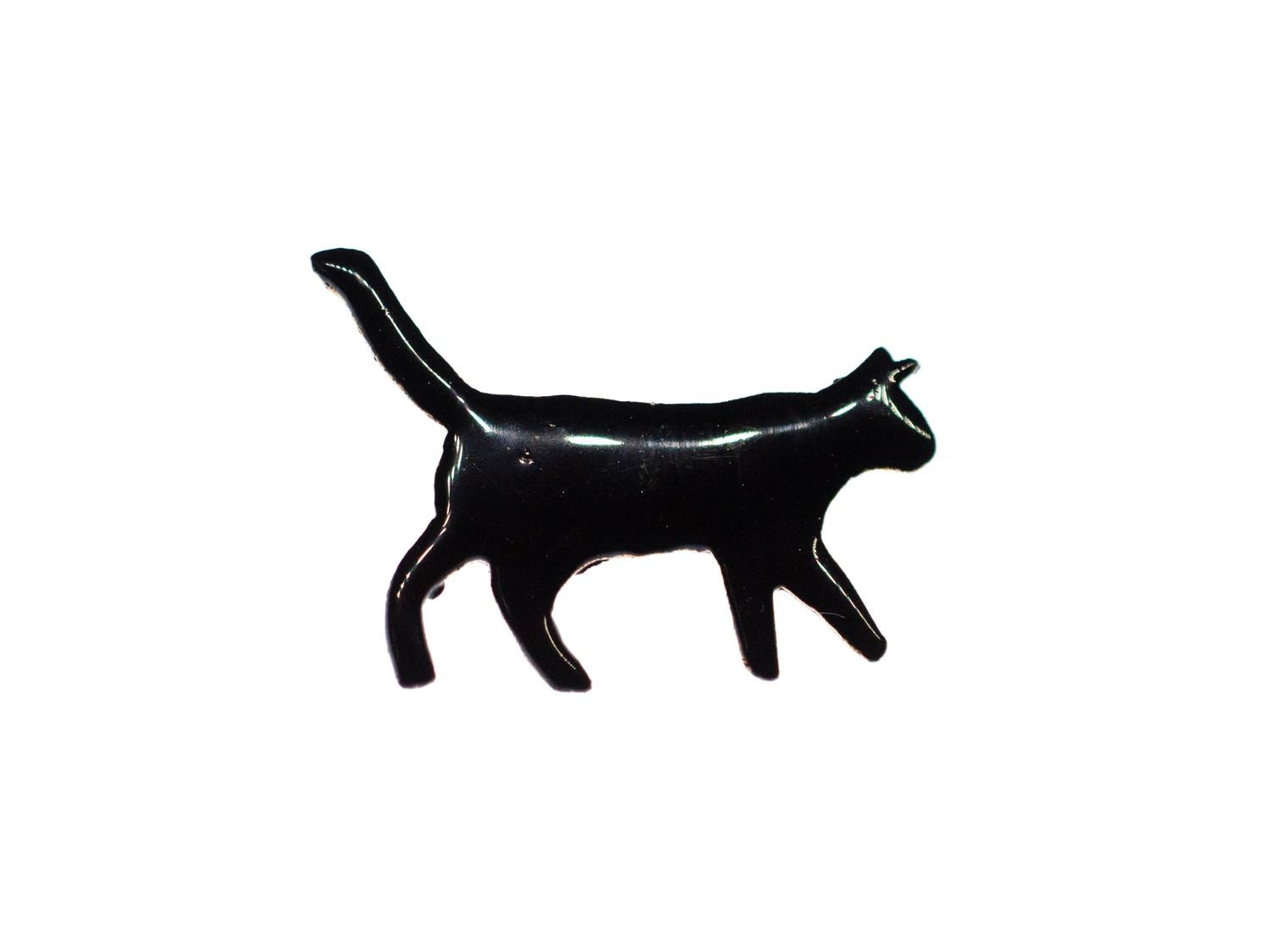 Katze Emaille Brosche Pin Button Miniblings Tier Haustier Cat Emailliert Schwarz von Miniblings