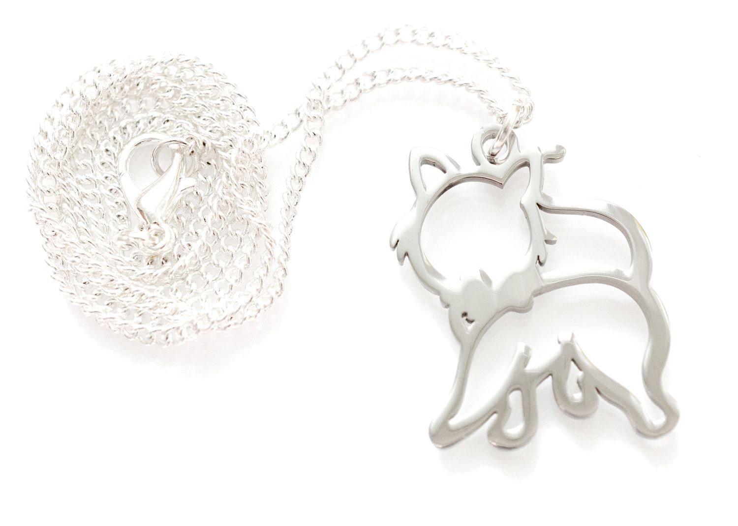 Katze Kette Halskette 45cm Miniblings Kätzchen Katzenkette Schleife Edelstahl Silber von Miniblings