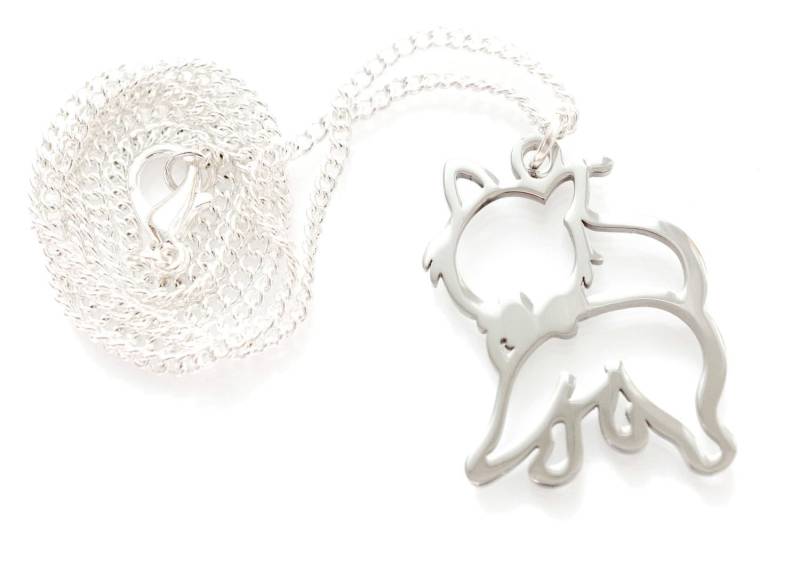 Katze Kette Halskette 45cm Miniblings Kätzchen Katzenkette Schleife Edelstahl Silber von Miniblings