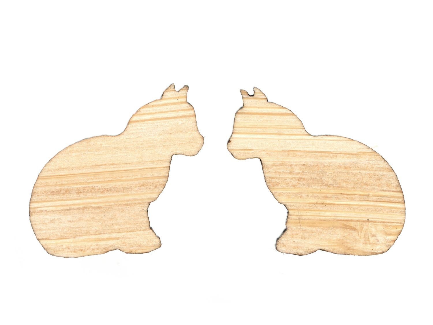 Katze Ohrstecker Miniblings Stecker Ohrringe Kitty Cat Kätzchen Sitzend Holz von Miniblings