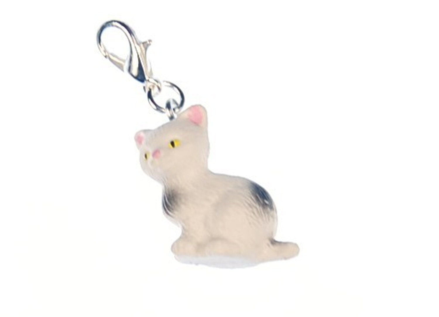 Katzenbaby Charm Zipper Pull Anhänger Miniblings Kätzchen Katze Gummi Weiß Grau von Miniblings