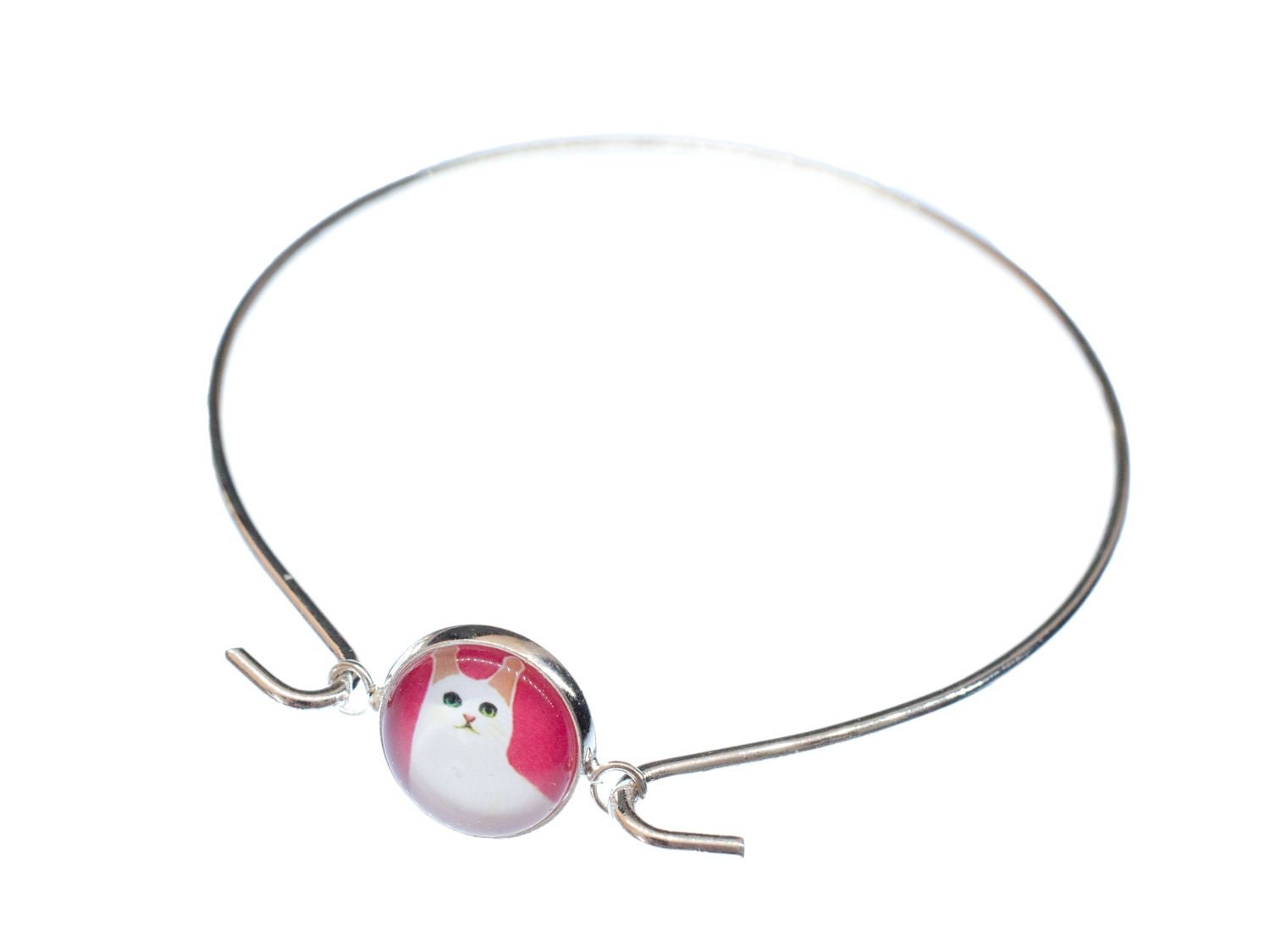 Katzenkopf Armband Armreifen Miniblings Glücksarmband Tierkopf Katze Cat Rosa von Miniblings