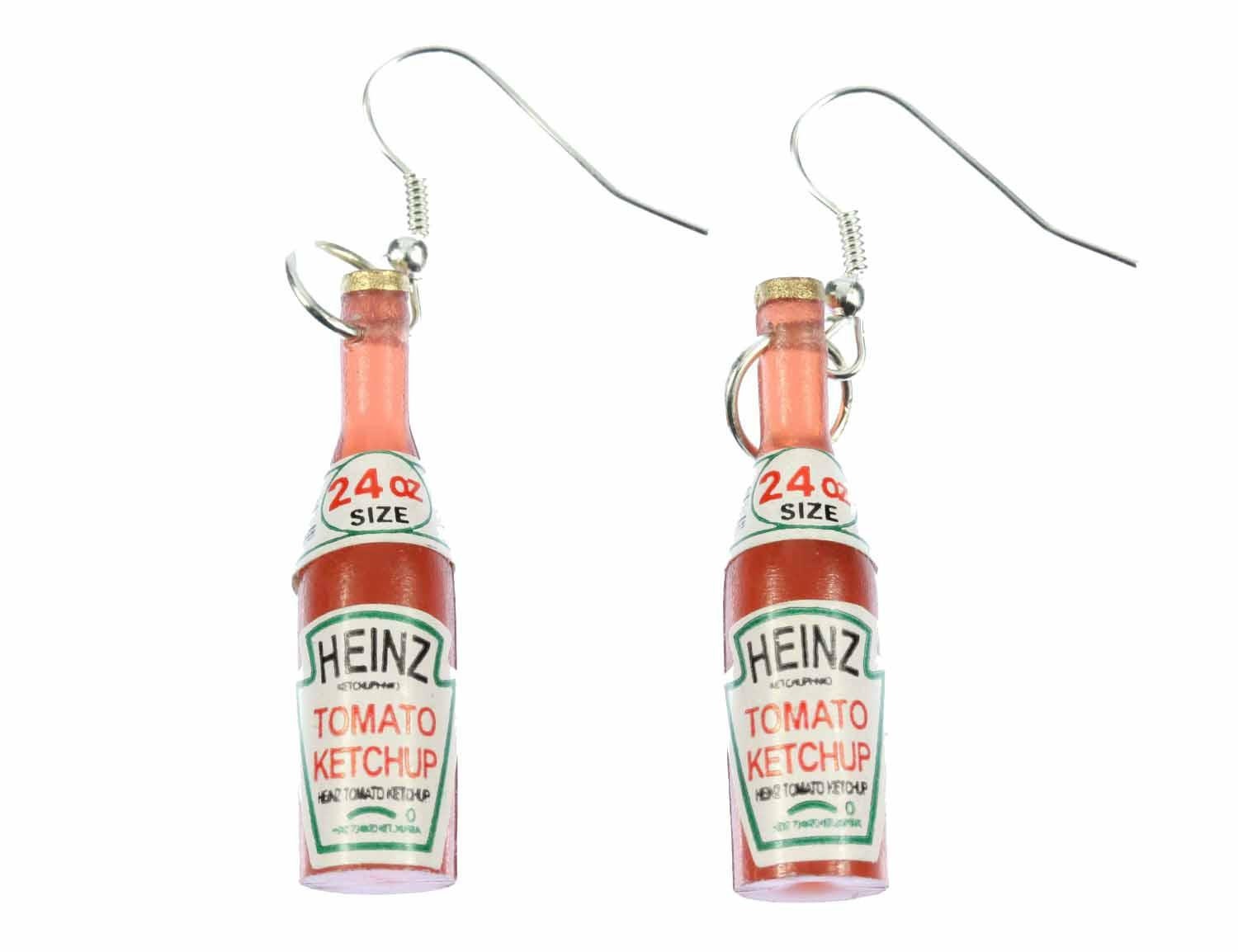 Ketchup Ketchupflasche Ohrringe Miniblings Hänger Fast Food Essen Küche Pommes von Miniblings