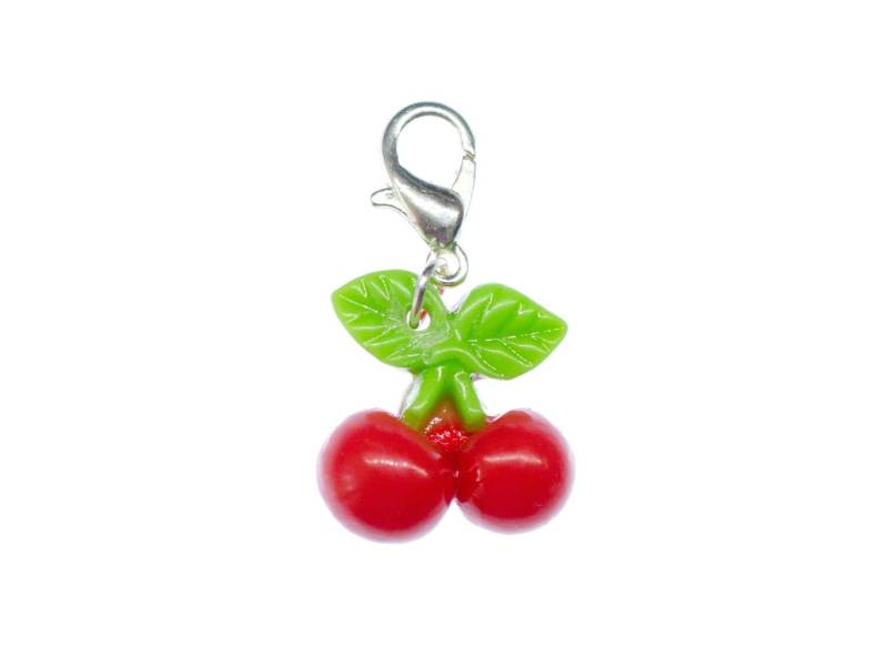 Kirsche Charm Zipper Pull Anhänger Miniblings Doppel Klein Kirschen Obst Früchte von Miniblings