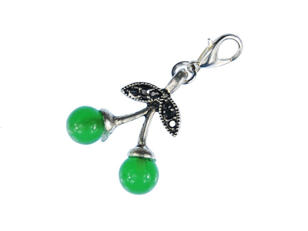 Kirschen Doppel Grüne Glasperlen Charm Anhänger Bettelarmband Miniblings Grün von Miniblings