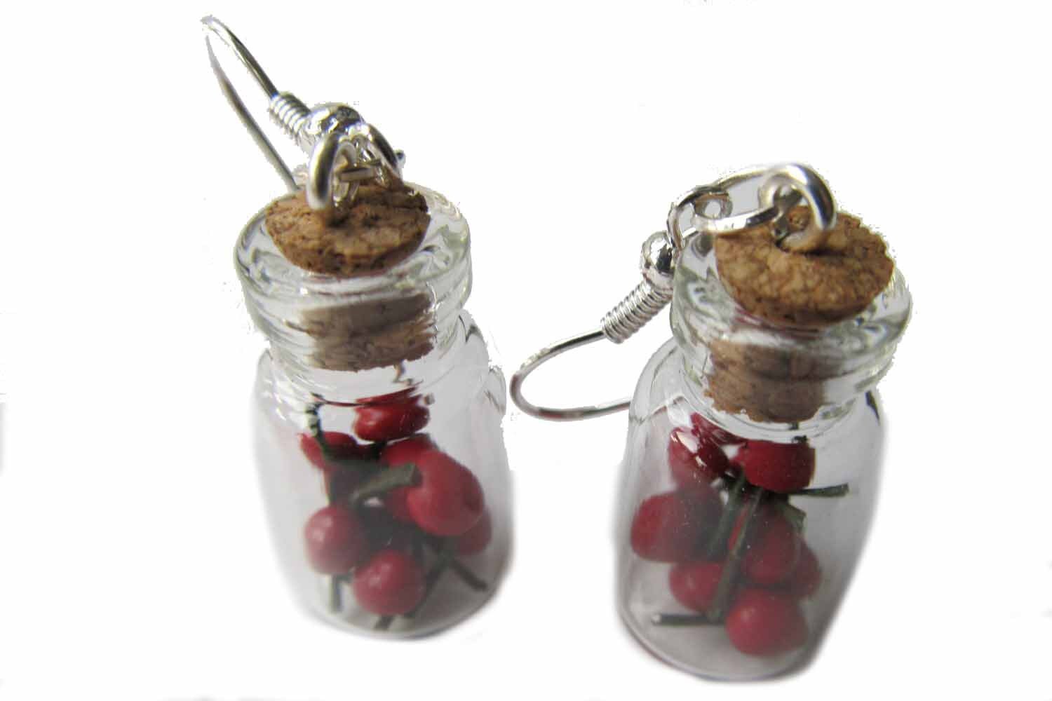 Kirschen Im Glas Ohrringe Miniblings Hänger Frucht Kirsche Cherry Vorratsglas von Miniblings