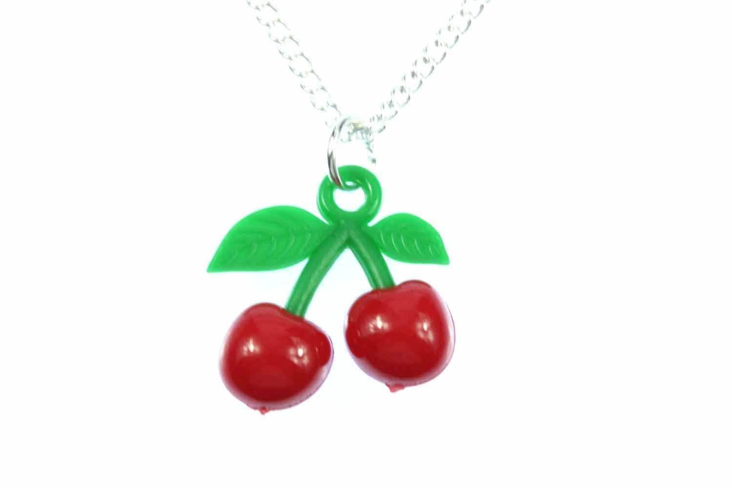 Kirschen Kette Halskette Miniblings 45cm Kirsche Frucht Kirschkette Rot Grün P von Miniblings