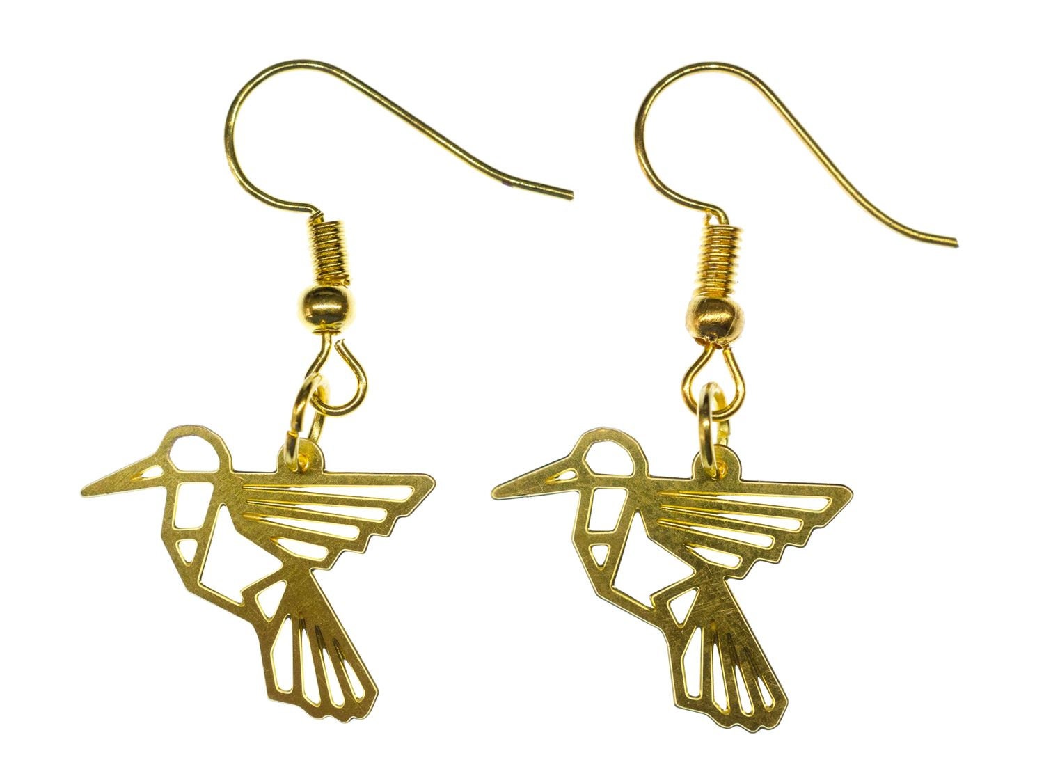 Kolibri Ohrringe Ohrhänger Miniblings Hänger Vogel Filigran Geometrie Golden von Miniblings