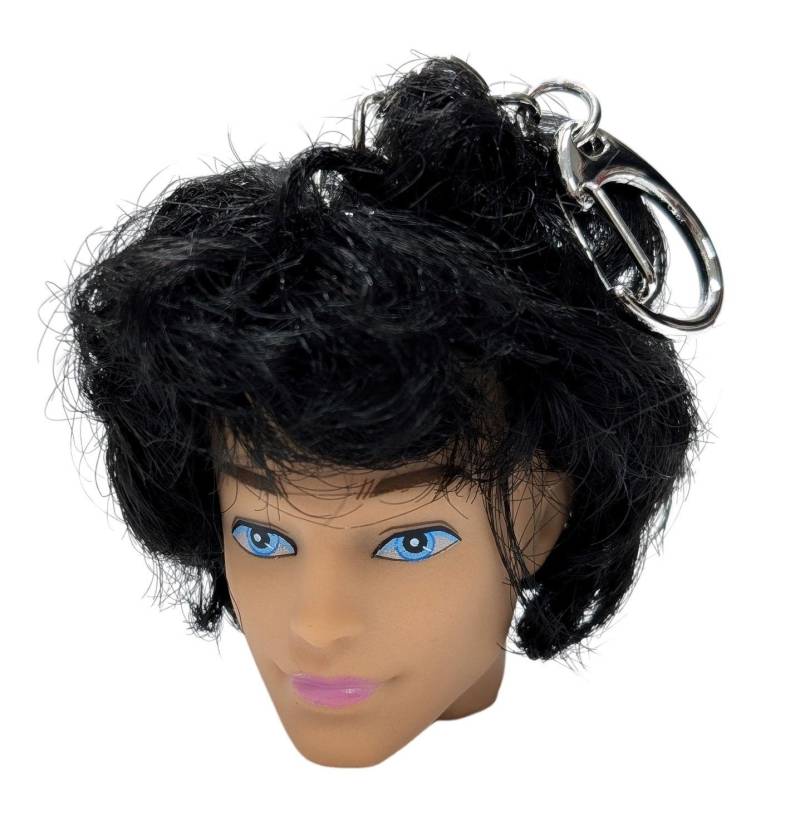 Kopf Schlüsselanhänger Anhänger Gummi Körperteil Mann Körper Schwarze Lange Haare von Miniblings