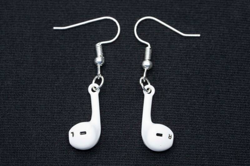 Kopfhörer Ohrringe Miniblings Hänger In-Ear Bluetooth Hörer Musiker Musik Weiß von Miniblings