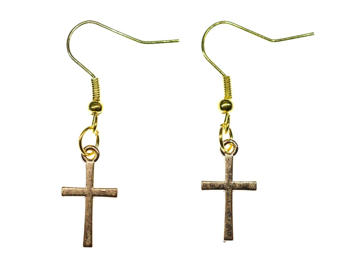 Kreuz Ohrringe Miniblings Ohrhänger Kreuze Jesus Gothic Punk Kreuzohrringe Gold von Miniblings