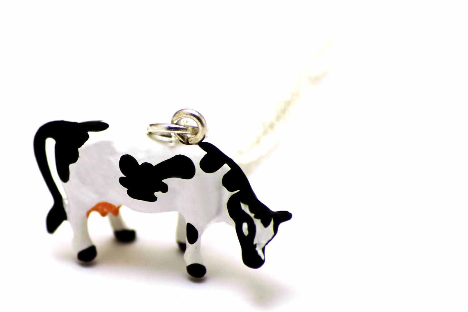 Kuh Kette Halskette Miniblings 45cm Kühe Bauernhof Kuhkette Rind Milchkuh Kalb von Miniblings