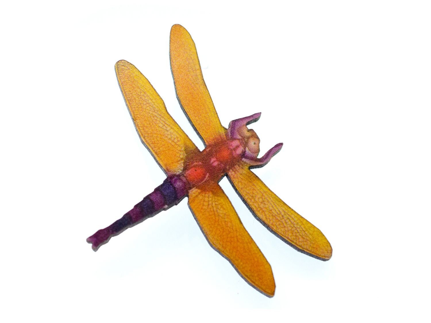 Libelle Brosche Miniblings Bedruckt Anstecknadel Holz Tier Insekt Orange von Miniblings