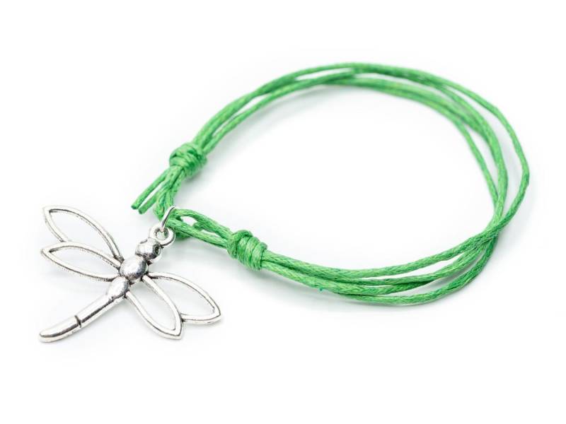 Libellen Armband Anhänger Glücksarmband Libelle Insekt Grün Verstellbar Silber von Miniblings
