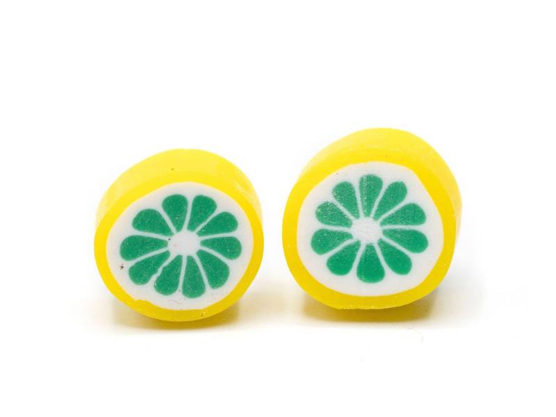 Limetten Ohrstecker Miniblings Limette Zitrone Limone Früchte Gelb Grün von Miniblings