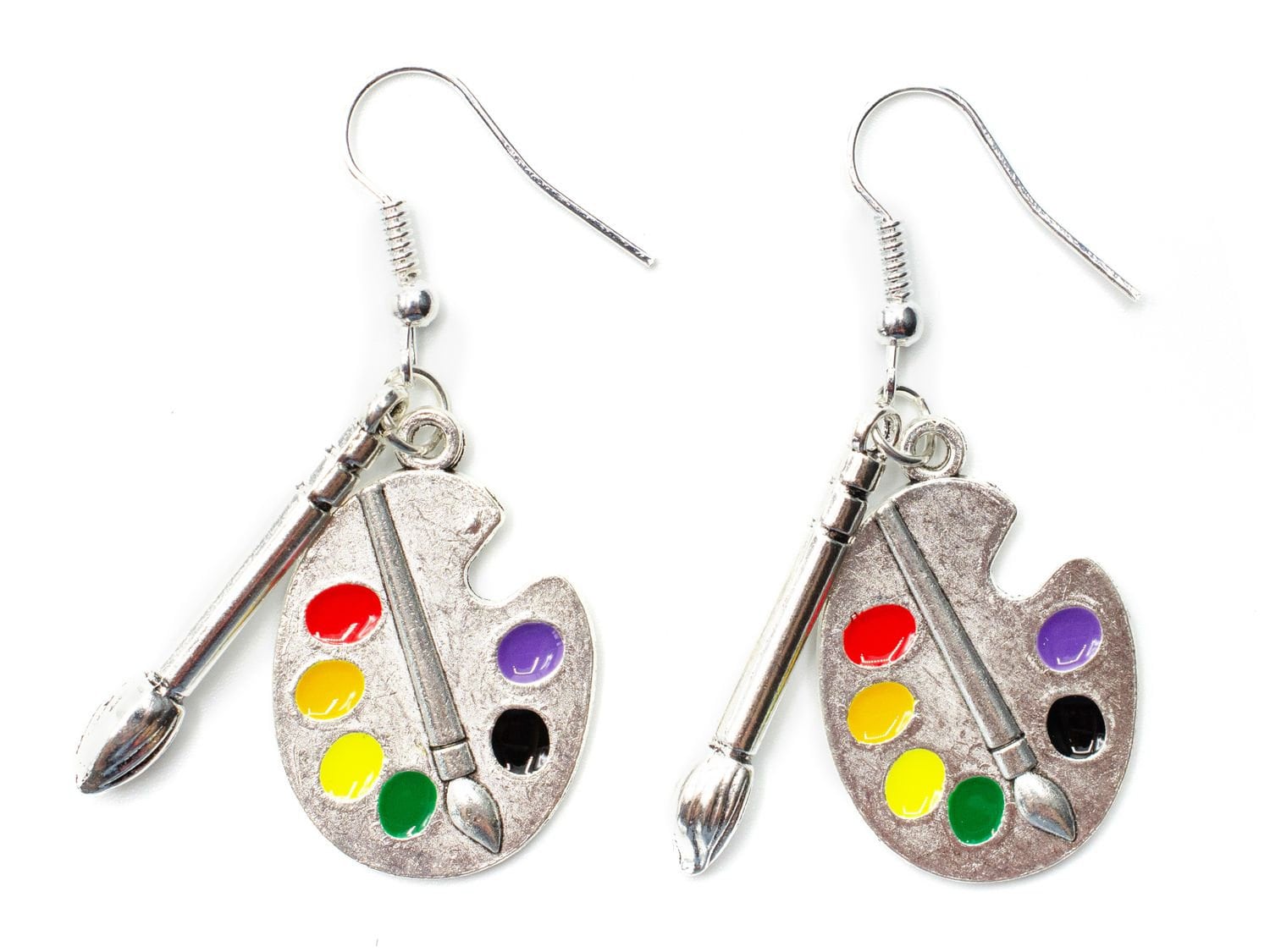 Malerpalette Malset Ohrringe Farbpalette Miniblings Pinsel Maler Künstler Silber von Miniblings