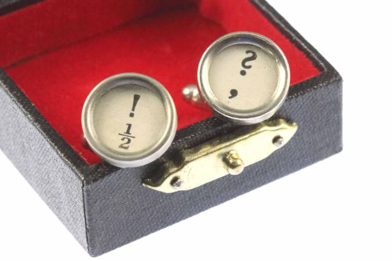 Manschettenknöpfe Vintage Schreibmaschinentaste Miniblings Fragezeichen Weiß von Miniblings