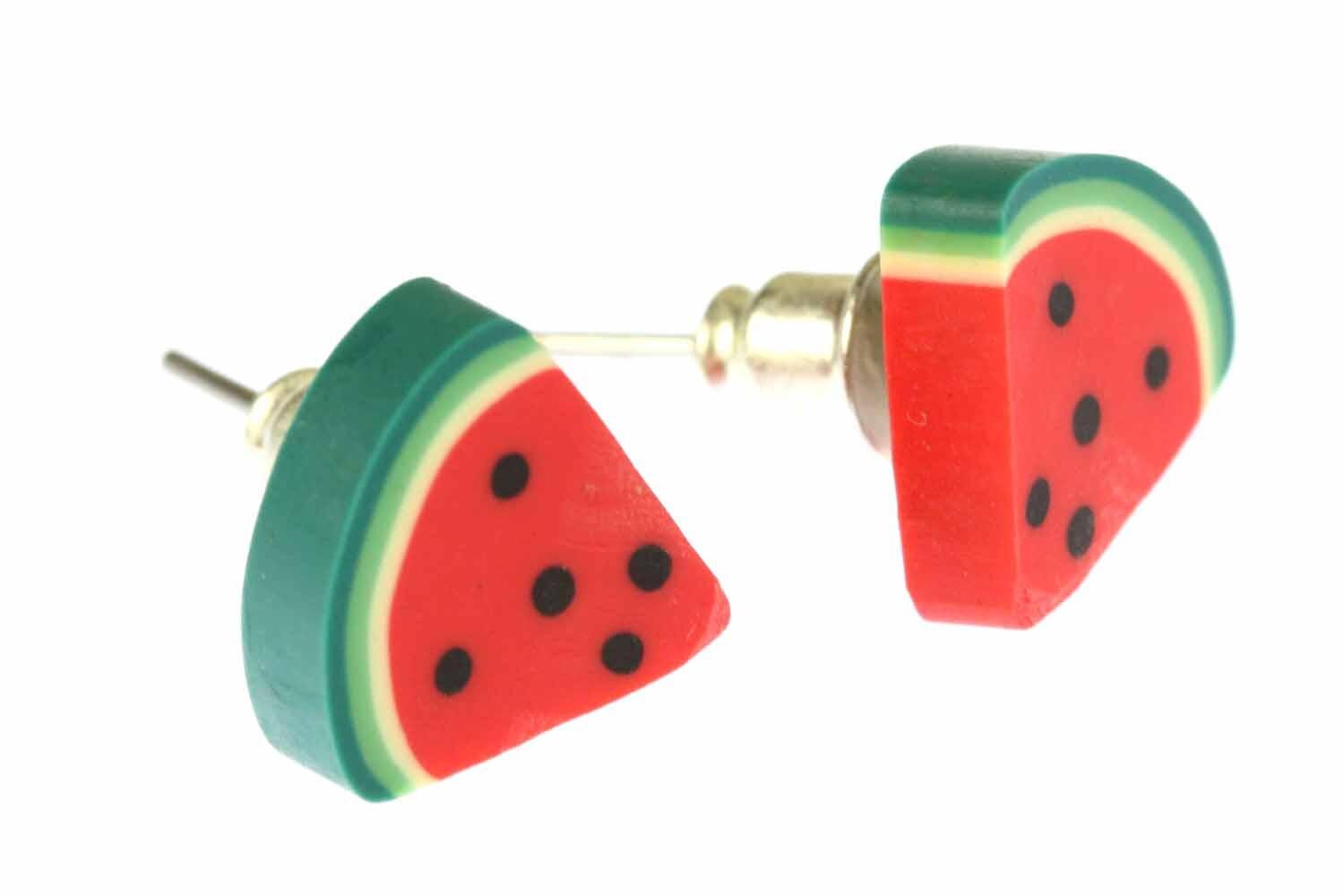Melone Ohrstecker Miniblings Stecker Ohrringe Sommer Wassermelone Achtel Obst von Miniblings