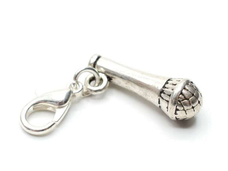Mikrofon Mikro Musik Sänger Charm Zipper Pull Anhänger Miniblings Mic Silber von Miniblings
