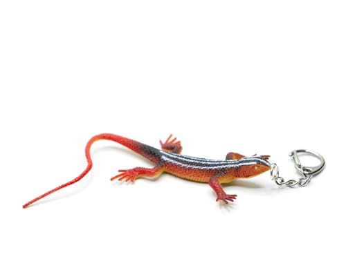 MinibliGekko Schlüsselanhänger Anhänger Salamander Gecko Echse Eidechse rot Streifen - Handmade Modeschmuck I I Anhänger Schlüsselring Schlüsselband Keyring von Miniblings