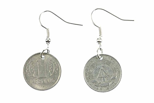 Miniblings 1 DDR Pfennig Münze Ohrringe Geld Ostalgie Glückspfennig neu - Handmade Modeschmuck I Ohrhänger Ohrschmuck versilbert von Miniblings