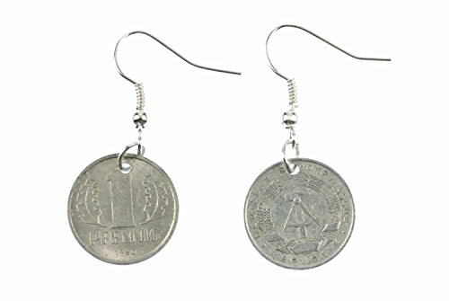Miniblings 1 DDR Pfennig Münze Ohrringe Geld Ostalgie Glückspfennig neu - Handmade Modeschmuck I Ohrhänger Ohrschmuck versilbert von Miniblings