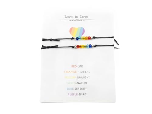 Miniblings 2X Set Freundschaftsbändchen Armband Glücksarmband LTBGQ+ Regenbogen - Origineller Modeschmuck - Damen Herren Unisex von Miniblings