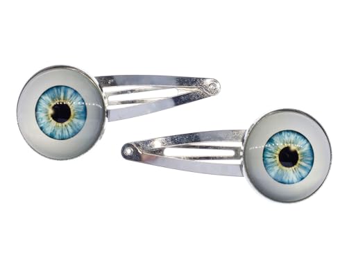 Miniblings 2er Set Auge Cabochon HaarspangeHalloween Haarklammer Iris Augapfel blau - Grusel Horror Haarschmuck Haarclips - Handmade Modeschmuck I Haarschmuck Haarclips Haarklammern von Miniblings