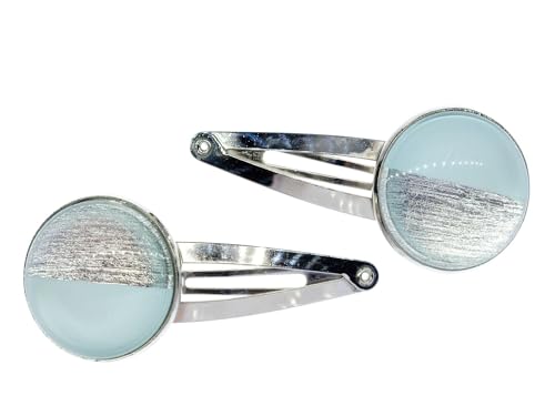 Miniblings 2er Set Cabochon Haarspange Haarspangen Himmel Horizont silber türkis blau - Handmade Modeschmuck I Haarschmuck Haarclips Haarklammern von Miniblings