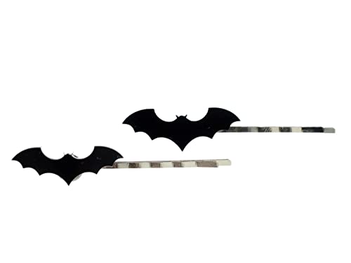 Miniblings 2er Set Fledermaus Haarklammer Halloween Flughund Fledertier Bat Comic Superheld Acrylglas gelasert Fasching Vampir schwarz Haarspange Haarschmuck Haarclips Handmade Haarclips Haarklammern von Miniblings
