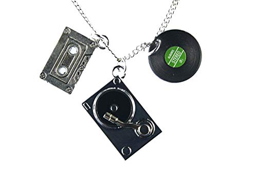 Miniblings DJ Musiker Musik Plattenspieler LP Tape Halskette - Handmade Modeschmuck I Kette mit Anhänger Länge: 80cm Gliederkette Kassette 3er Set von Miniblings