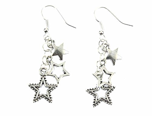 Miniblings 3er Sterne Set Ohrringe Hänger Stern Weihnachten Sternohrringe silber - Handmade Modeschmuck I Ohrhänger Ohrschmuck versilbert von Miniblings